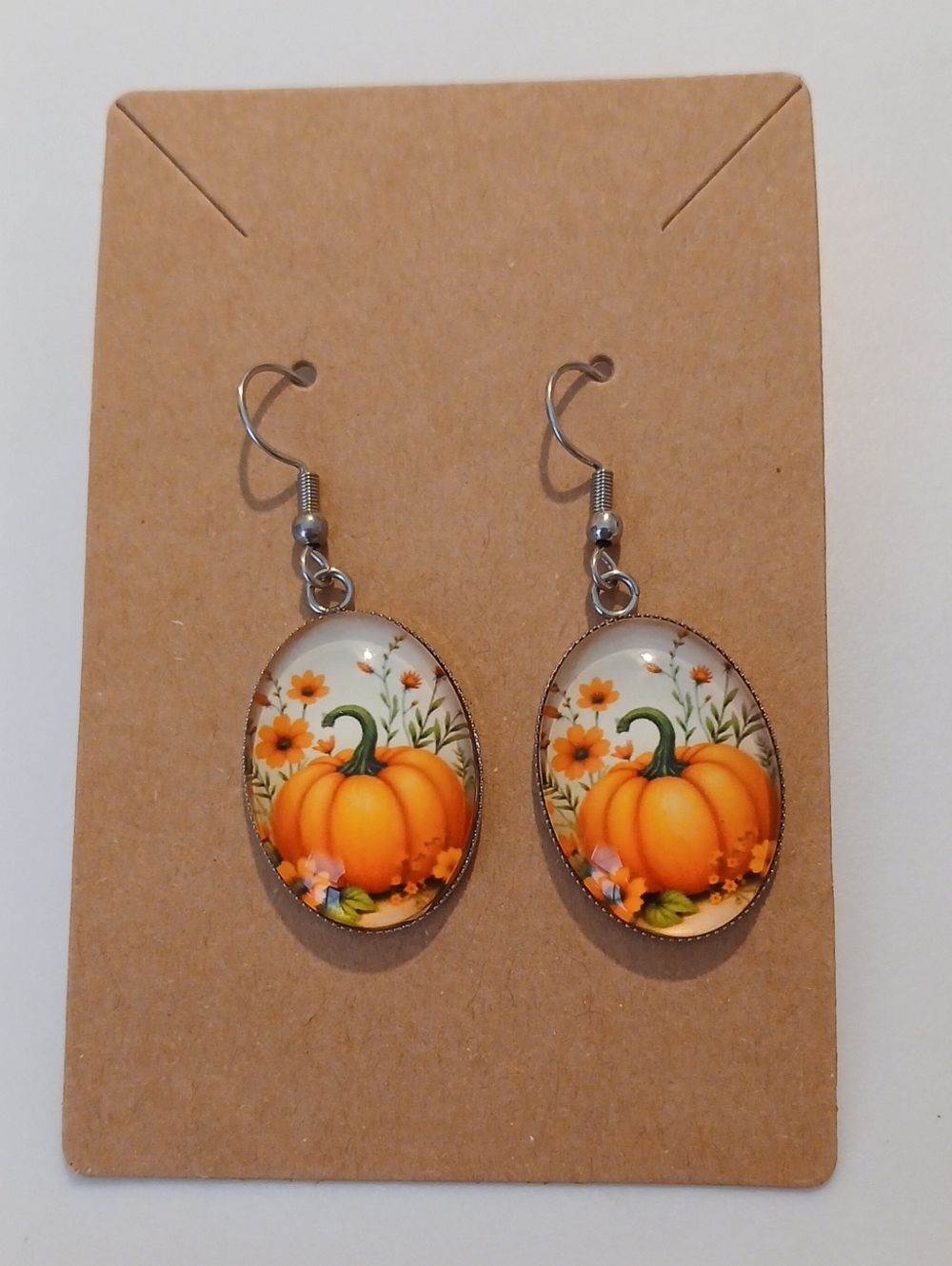 Fashion Jewelry Orange Pumpkin Oval Drop Earrings